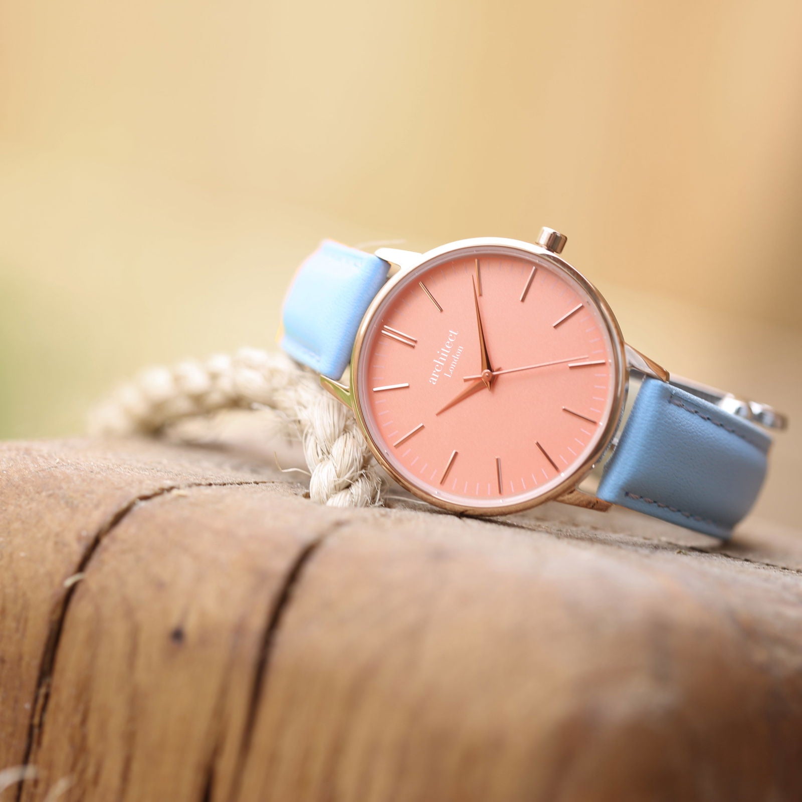Ladies Architēct Coral Engraved Watch In Light Blue - Lovesakes