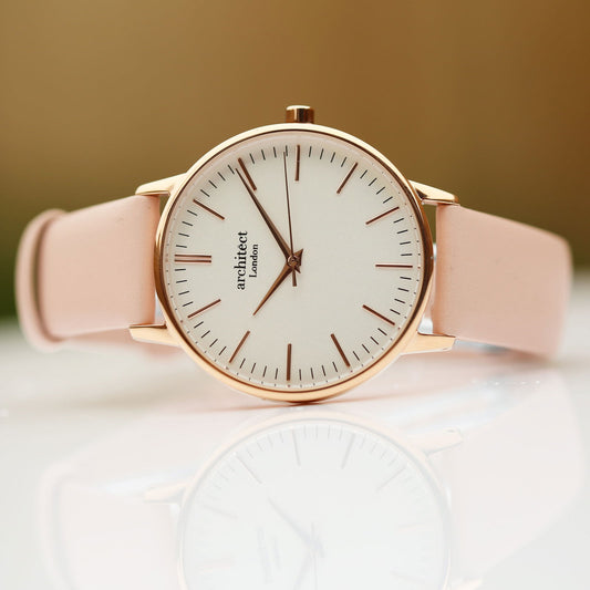 Ladies Handwriting Personalized Watch in Light Pink
