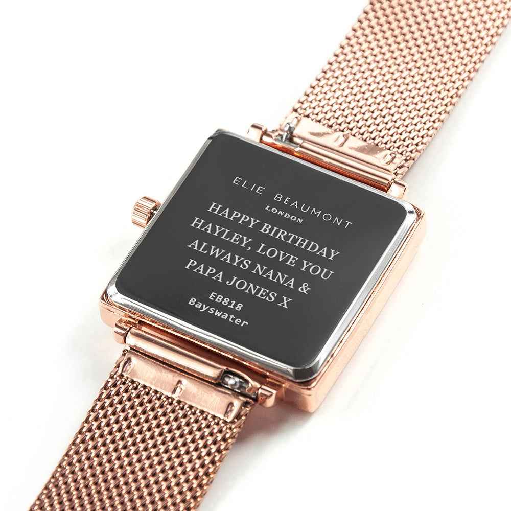 Ladies Metallic Engraved Watch in Rose Gold