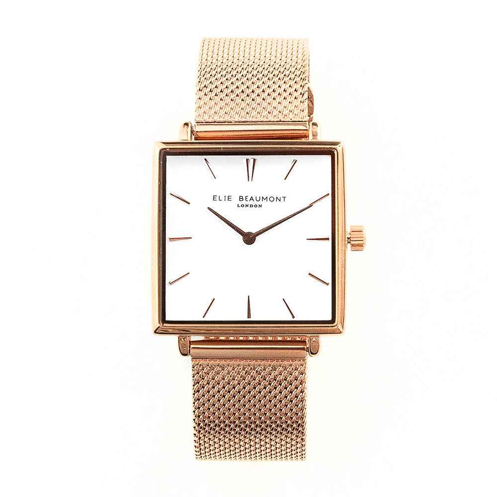 Ladies Metallic Engraved Watch in Rose Gold