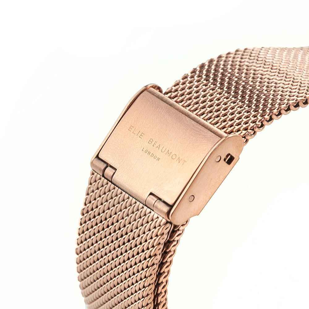 Ladies Metallic Engraved Watch in Rose Gold