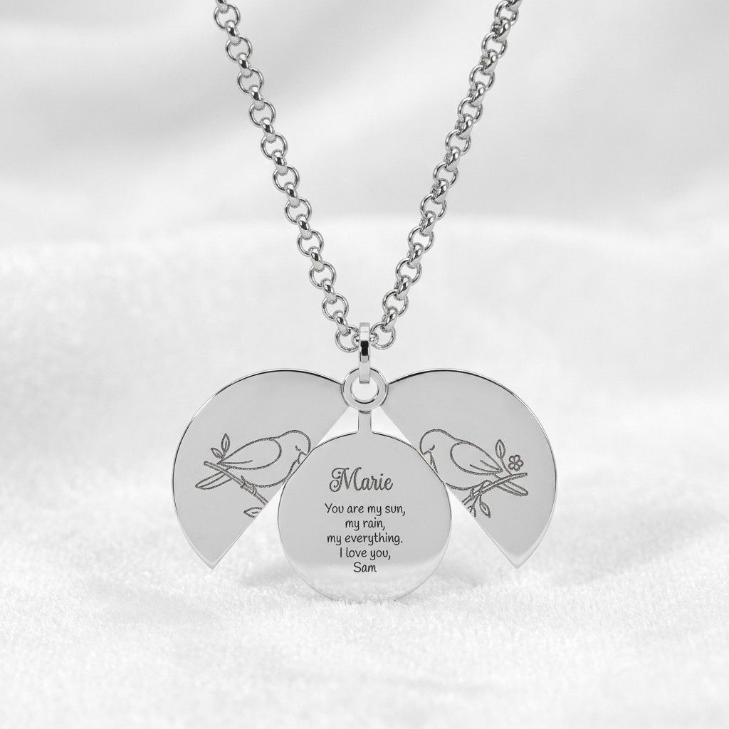 Lovebird Reveal Locket: Personalized Hidden Message Necklace