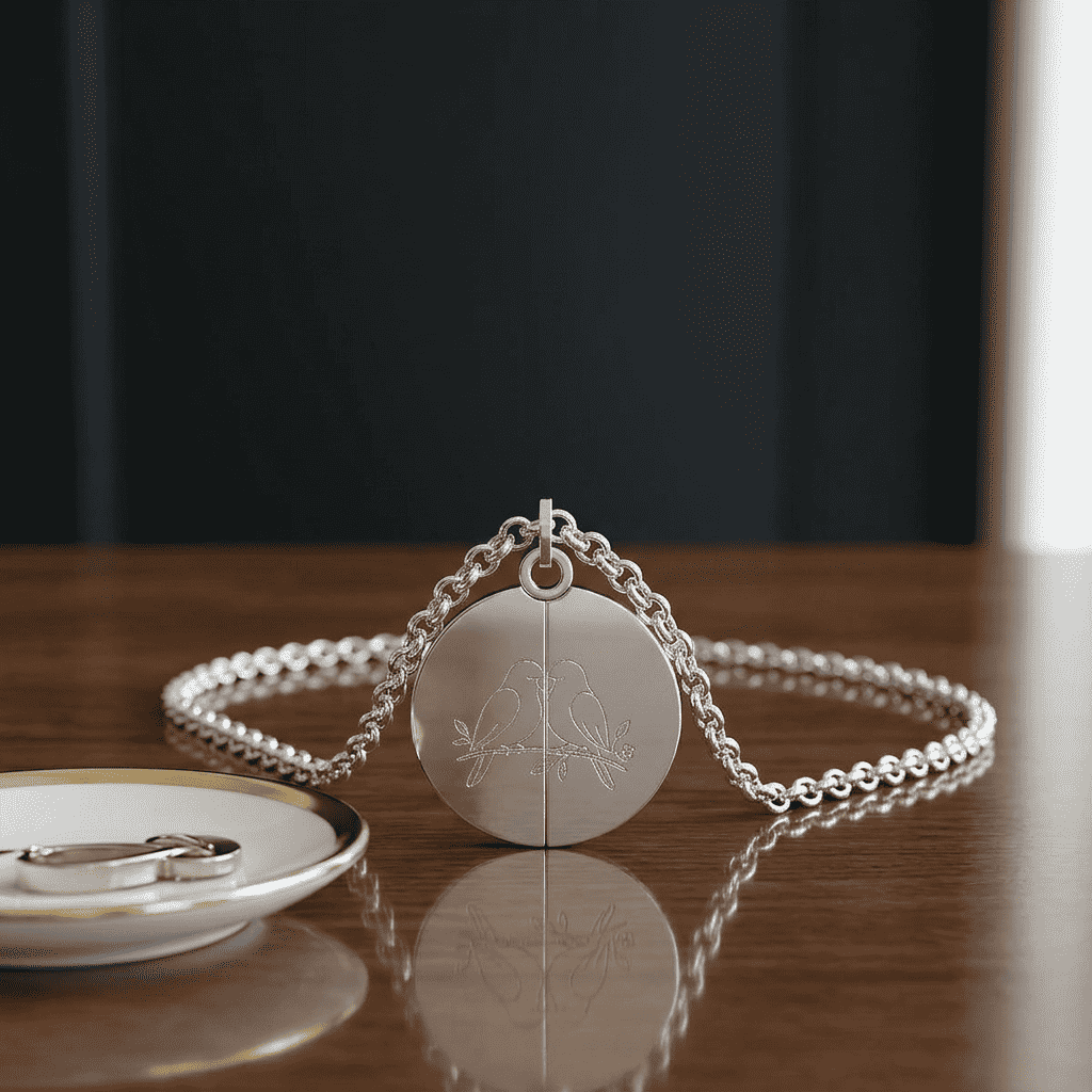 Lovebird Reveal Locket: Personalized Hidden Message Necklace-silver