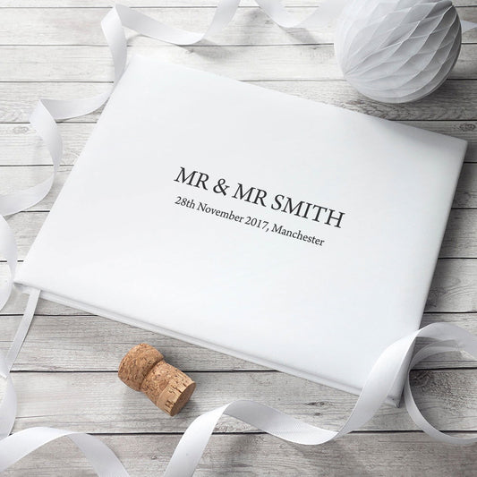 Luxe Personalized White Leather Guest Book