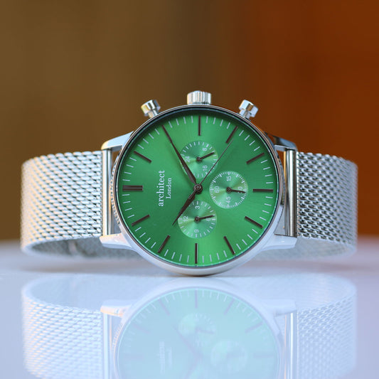 Men's Architect Personalized Watch In Envy Green & Silver
