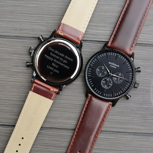 Men's Architect Personalized Watch In Black Face Walnut
