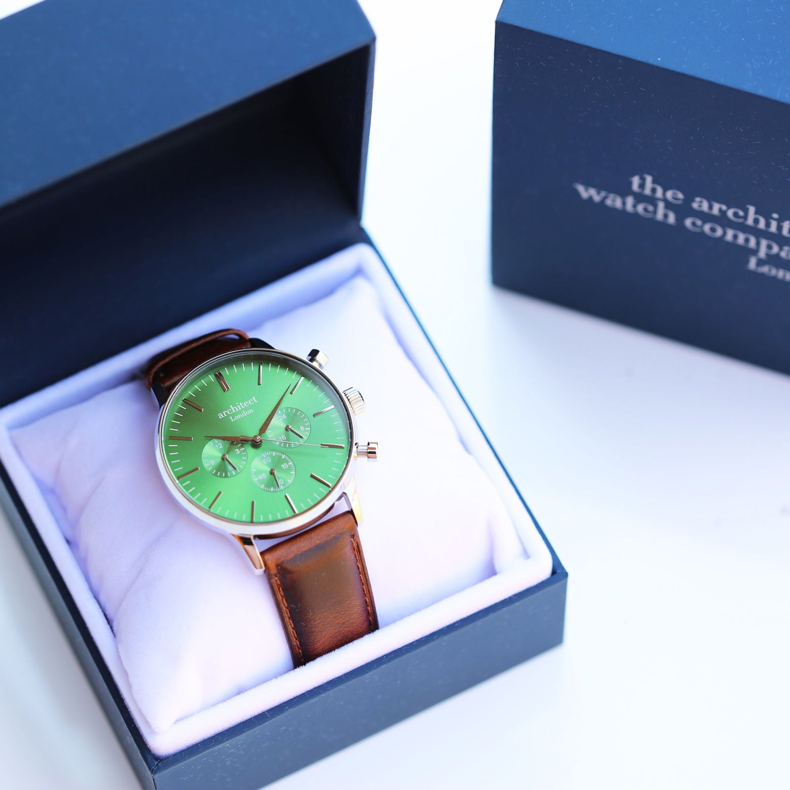Men's Architect Personalized Watch In Envy Green & Walnut - Lovesakes