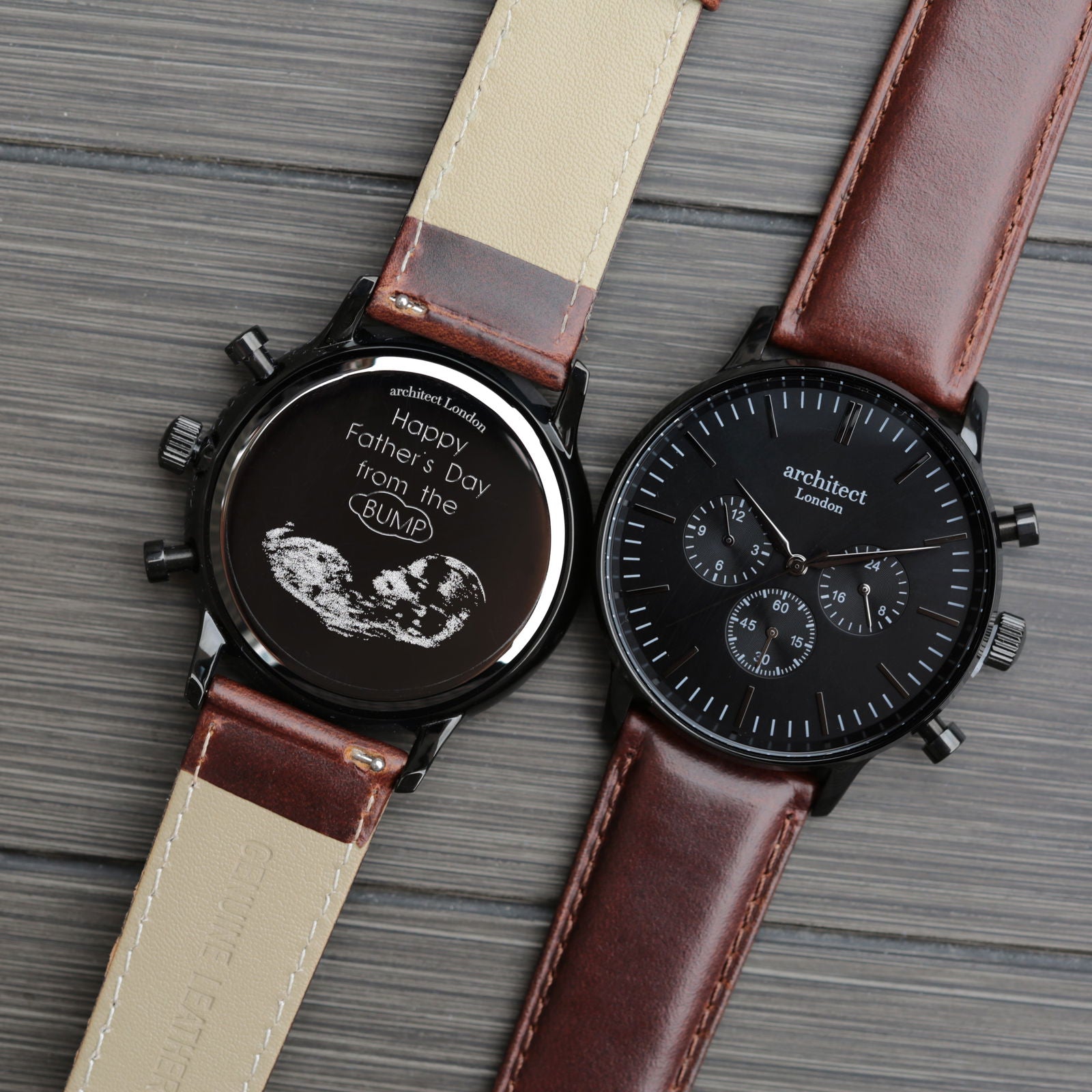Men's Architect Personalized Watch in Black Face Walnut - Lovesakes