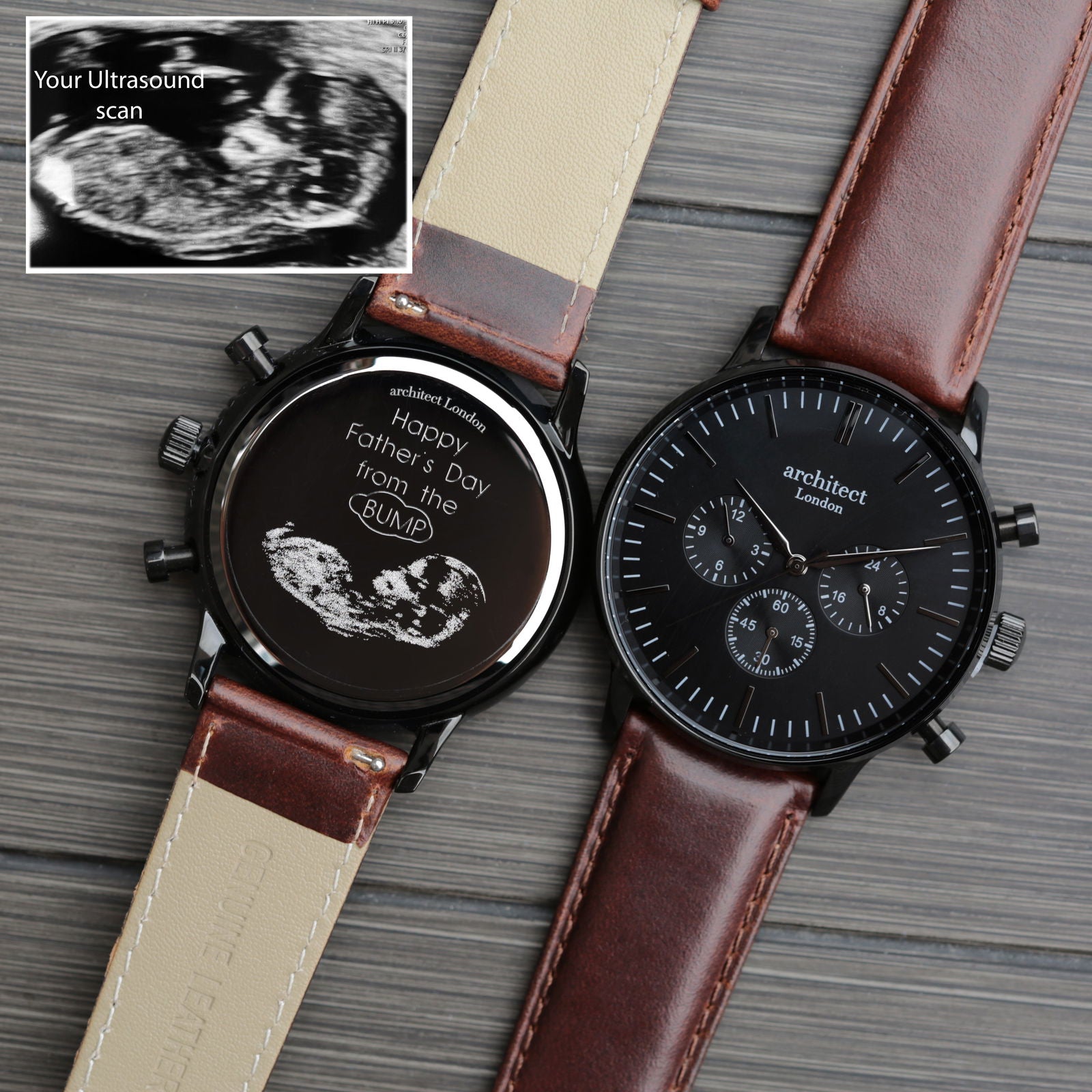 Men's Architect Personalized Watch in Black Face Walnut - Lovesakes