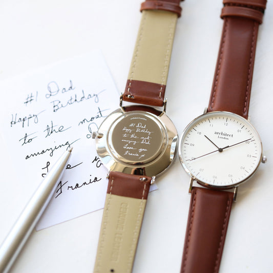 Men's Handwriting Personalized Watch - Architect Zephyr + Walnut