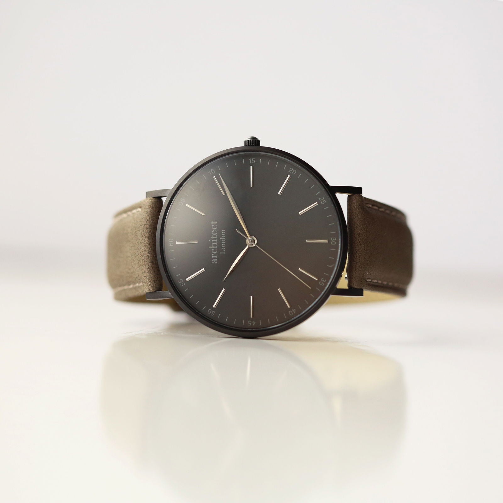 Men's Handwriting Engraved Watch - Minimalist Watch + Urban Grey - Lovesakes