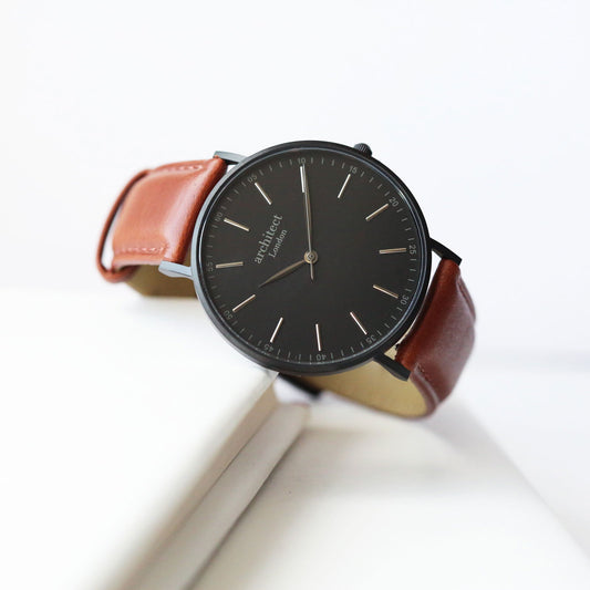 Men's Handwriting Personalized Watch - Minimalist Watch + Walnut