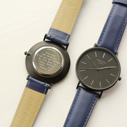 Men's Minimalist Personalized Watch In Admiral Blue