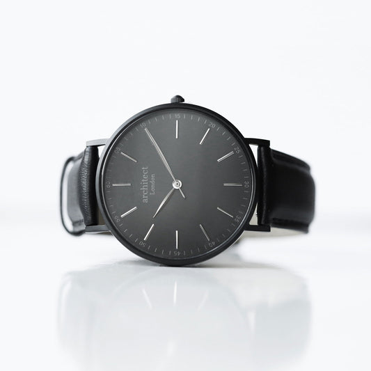 Men's Minimalist Personalized Watch In Jet Black