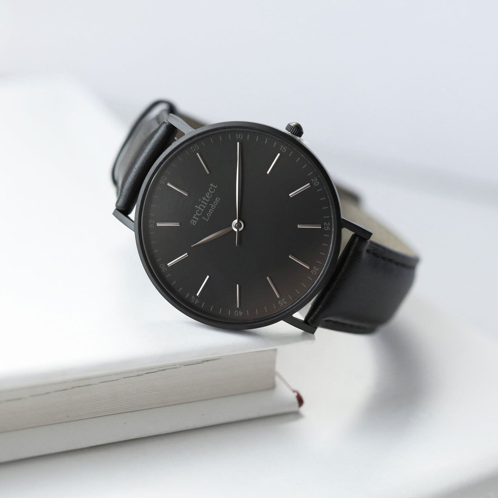 Men's Minimalist Engraved Watch In Jet Black - Lovesakes
