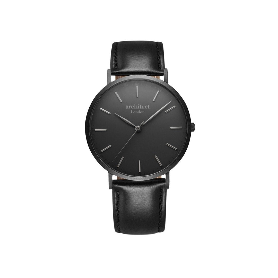 Men's Minimalist Engraved Watch In Jet Black - Lovesakes
