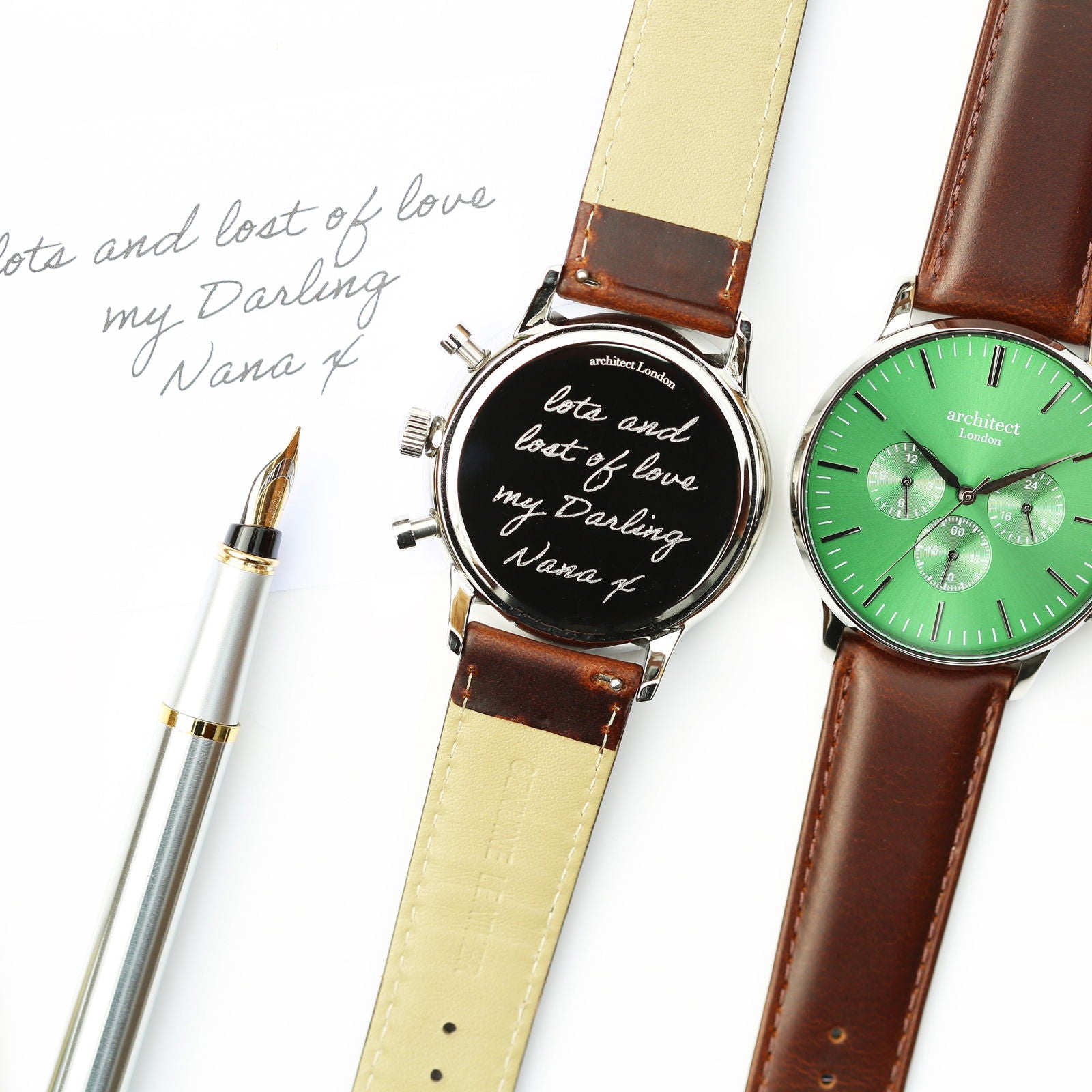 Men's Personalized Green Face Watch - Lovesakes