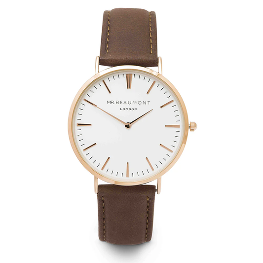 Men's Personalized Minimalist Leather Watch in Brown