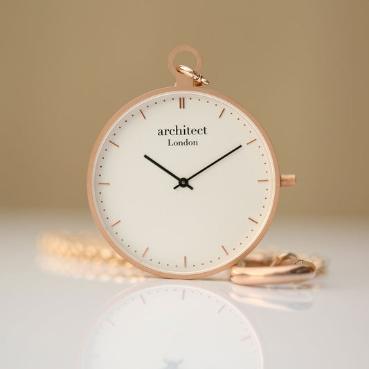 Modern Pocket Watch Rose Gold - Modern Font Engraving - Lovesakes