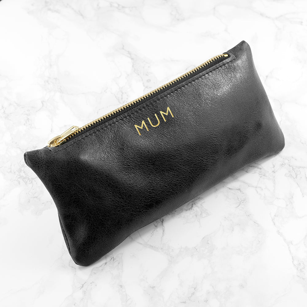 Monogrammed Black Leather Slimline Clutch - Lovesakes