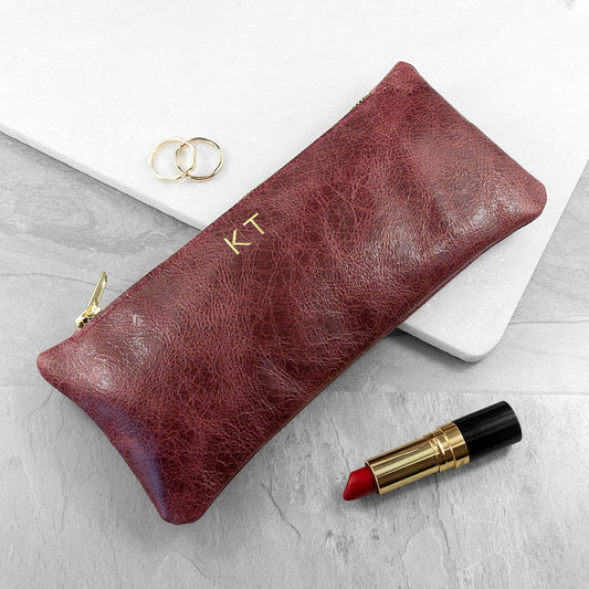 Monogrammed Leather Slimline Clutch