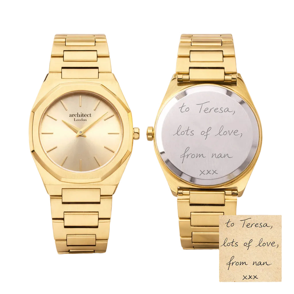 Octavia Gold – Custom Handwriting Engraved Ladies Watch