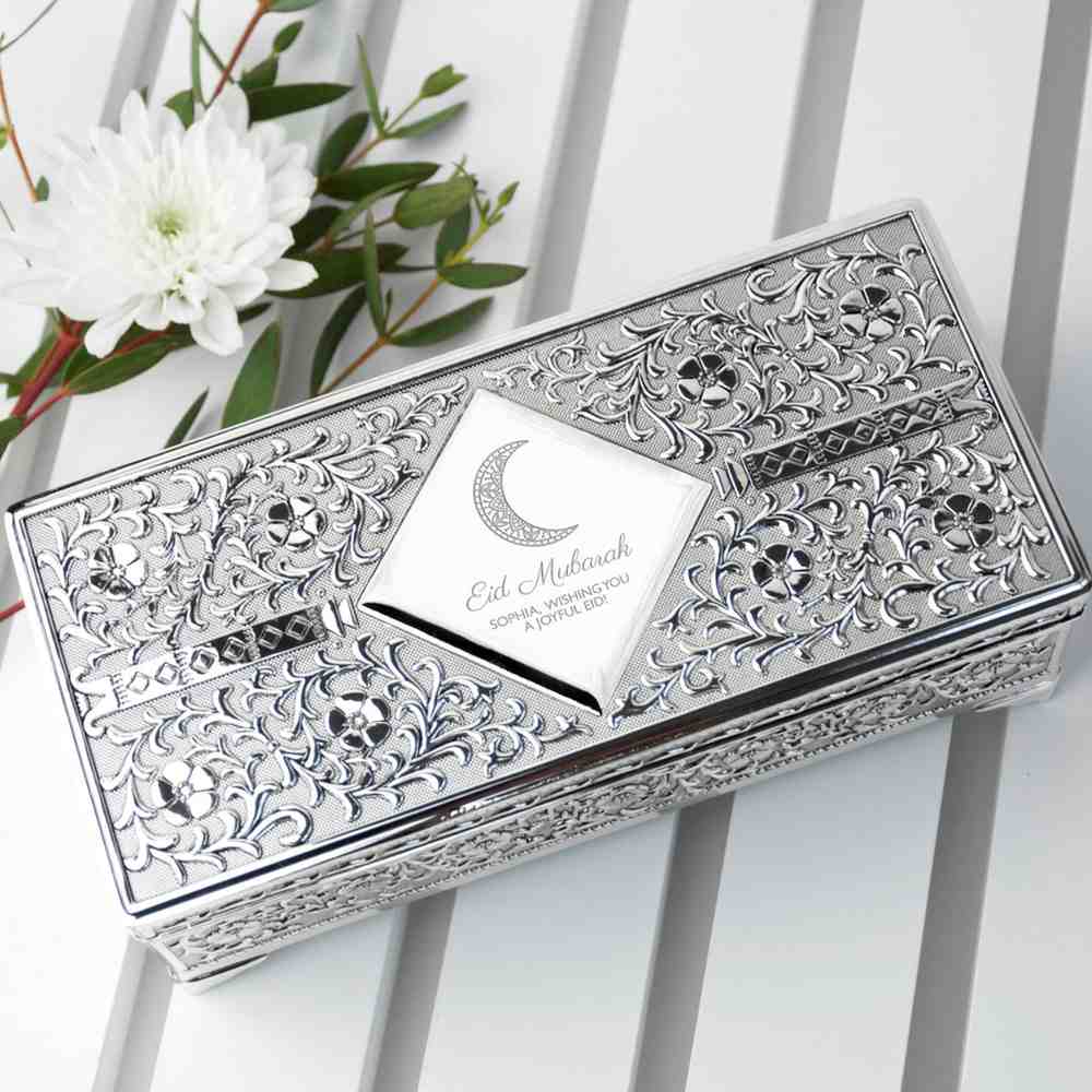 Ornate Personalized Eid Mubarak Jewelry Box 
