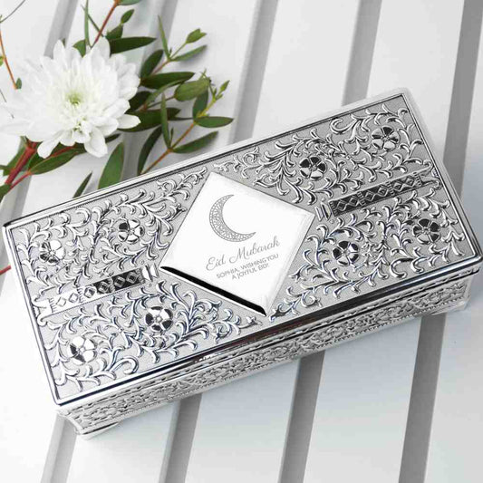 Ornate Personalized Eid Mubarak Jewelry Box 