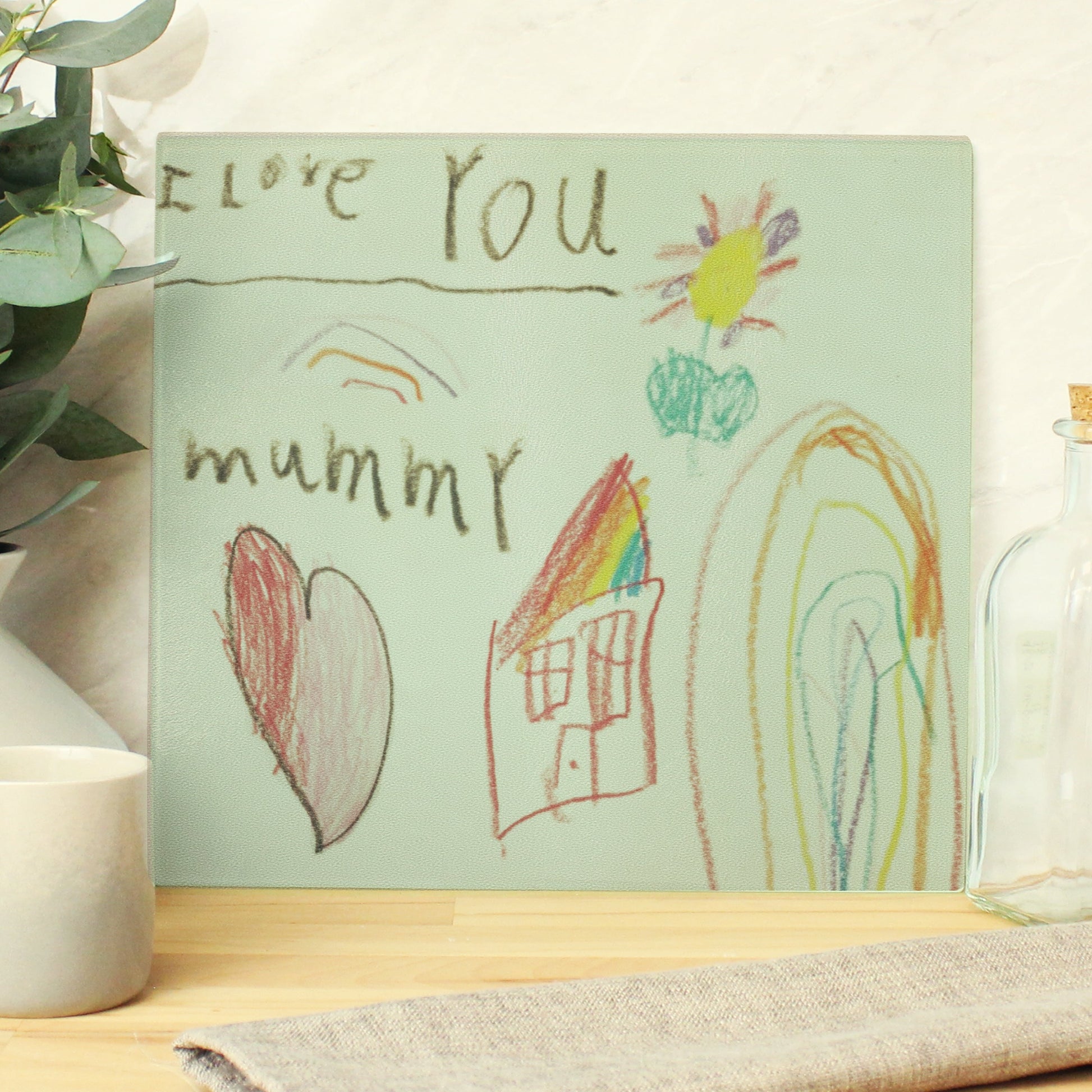 Personalized Drawing Photo Glass Chopping Board/Worktop Saver