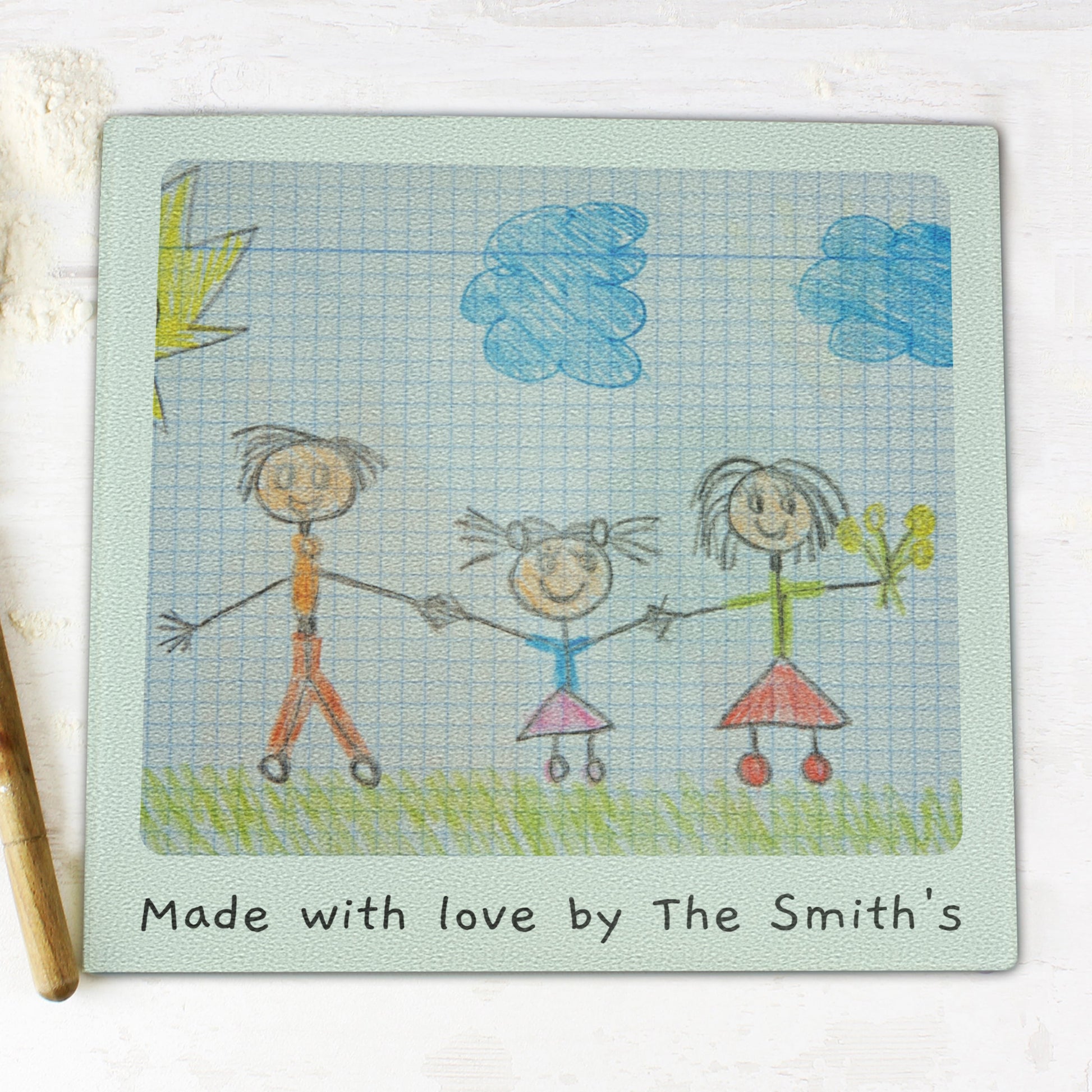Personalized Drawing Photo Glass Chopping Board/Worktop Saver