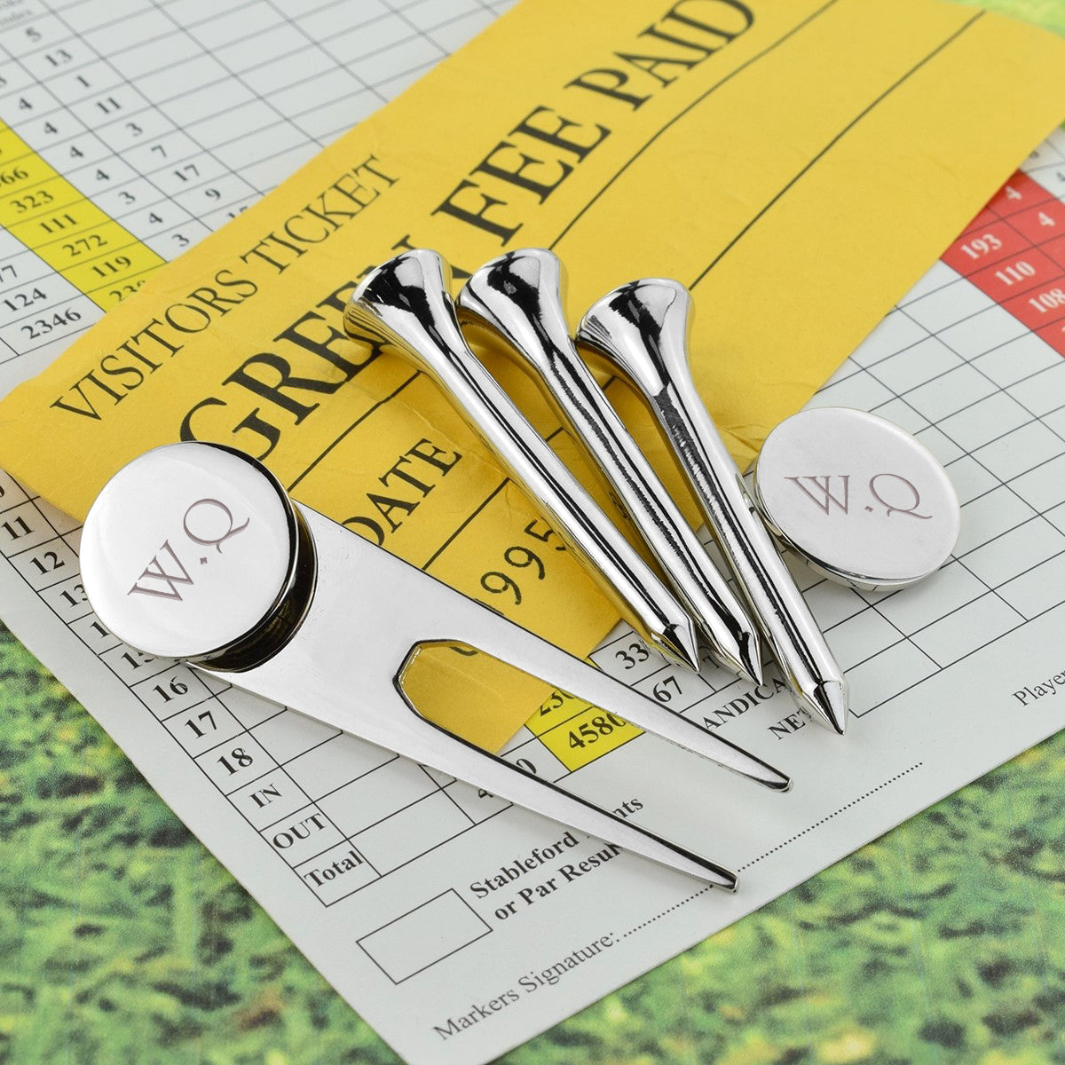 Personalized Silver Plated Golf Tee Gift Set - Lovesakes