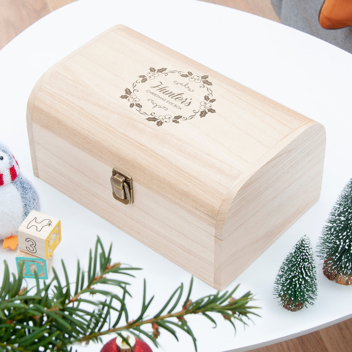 Personalized Wooden Christmas Eve Box - Custom Engraved Gift 