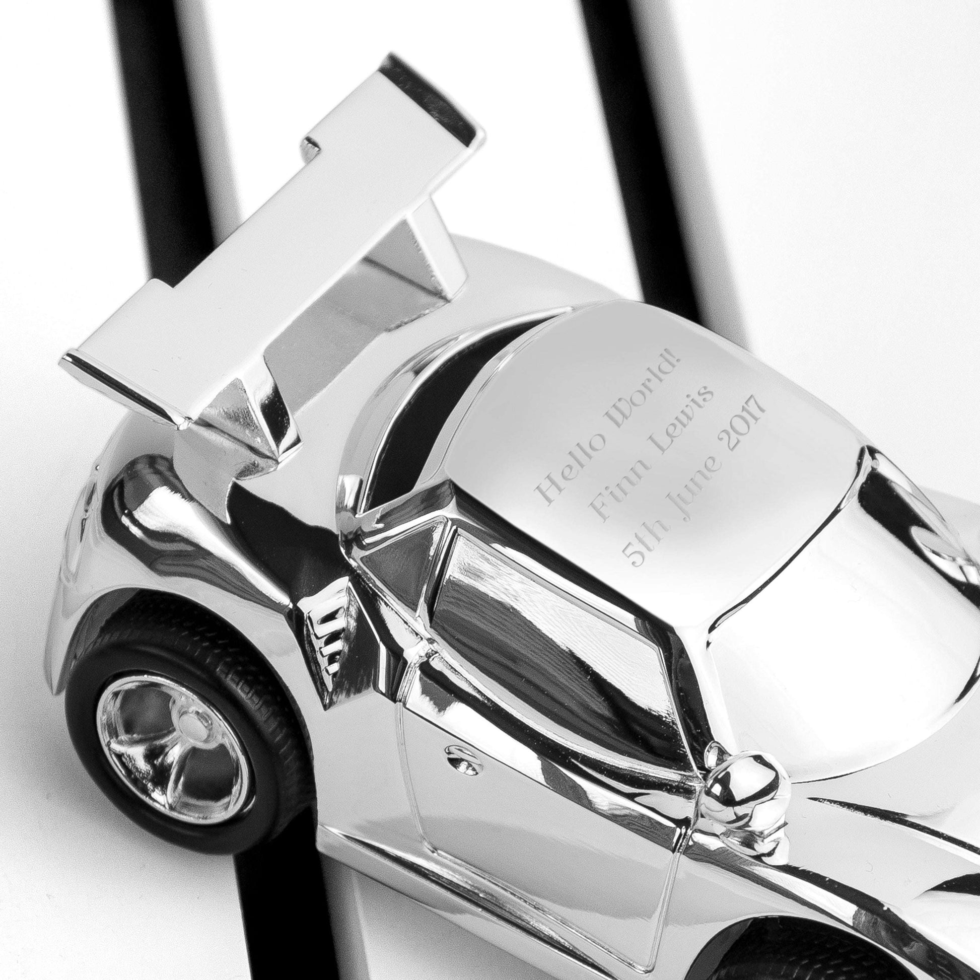 Personalized Silver Sports Car Money Box