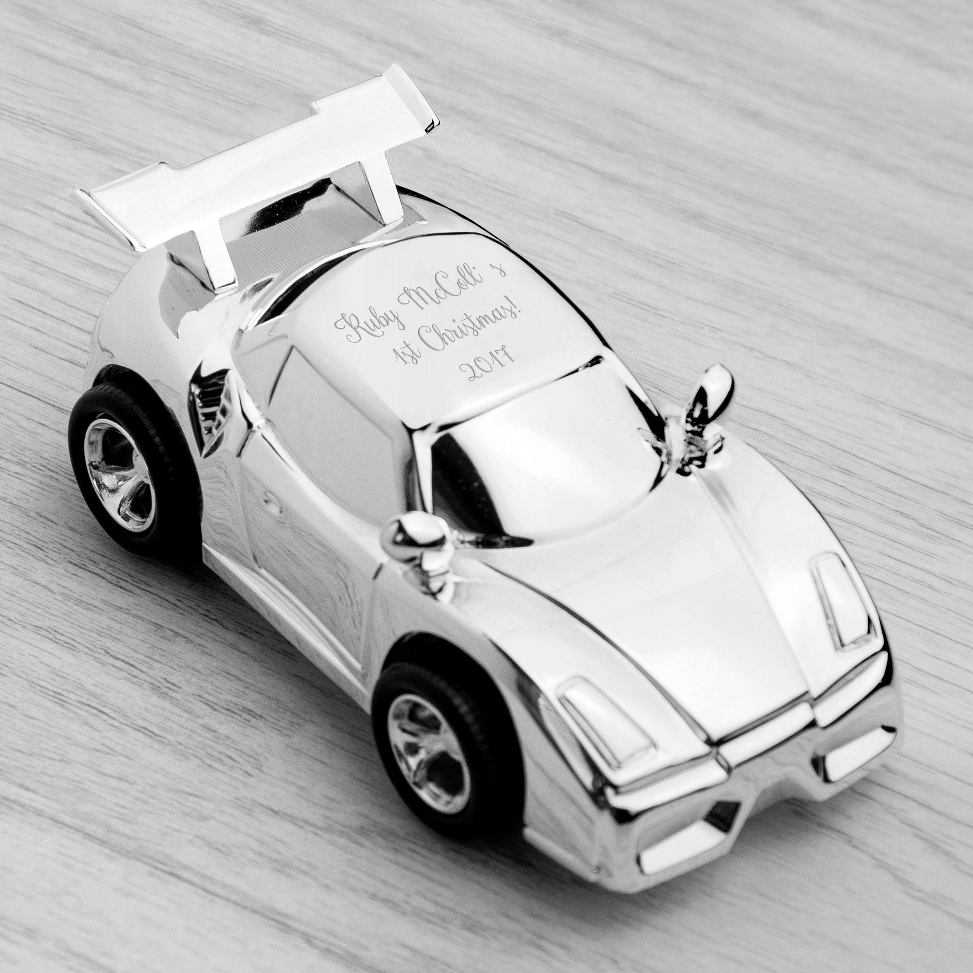 Personalized Silver Sports Car Money Box