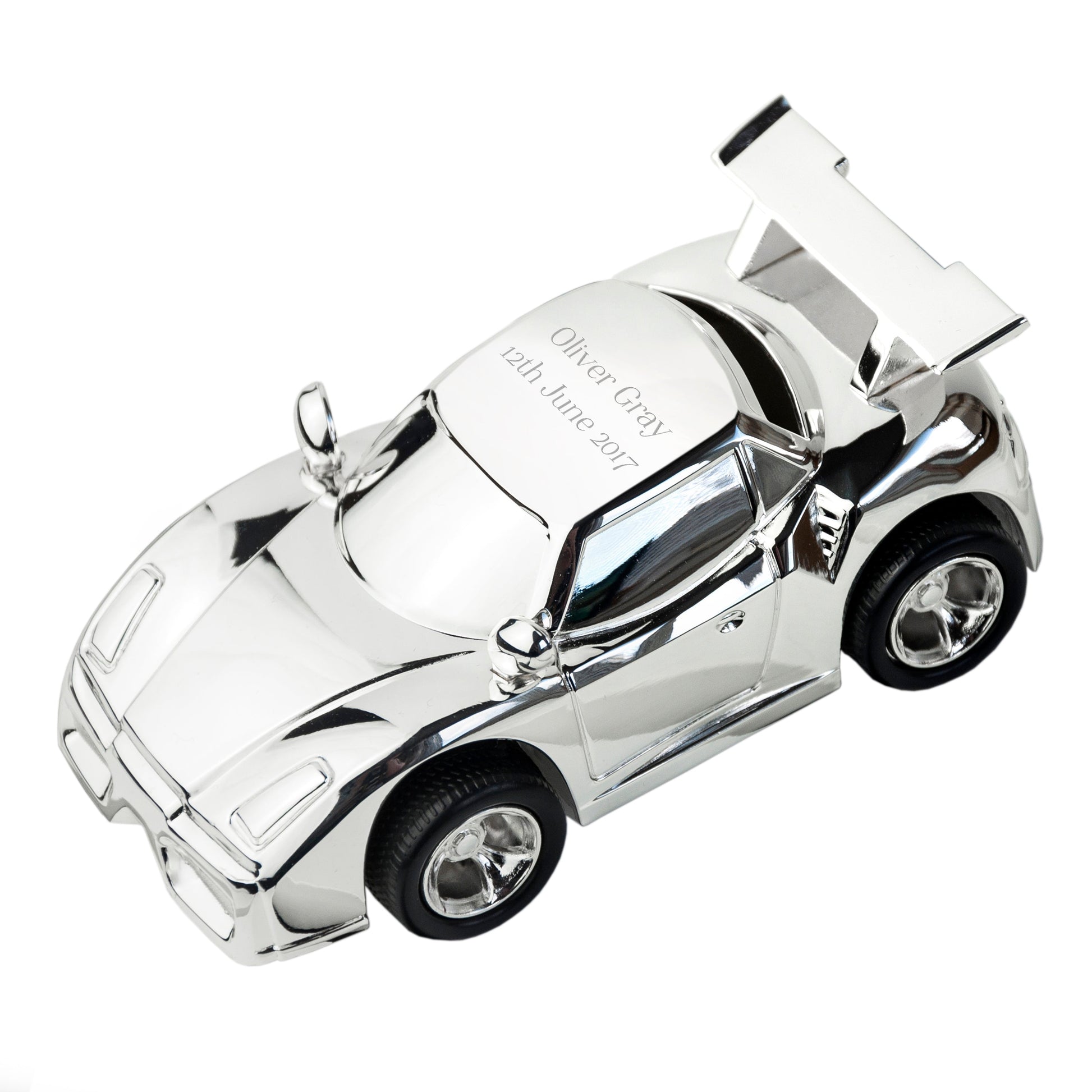 Personalized Silver Sports Car Money Box