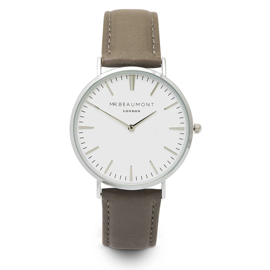 Personalized Men's Leather Watch In Ash