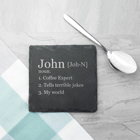 Engraved Definition Square Slate Keepsake Coaster