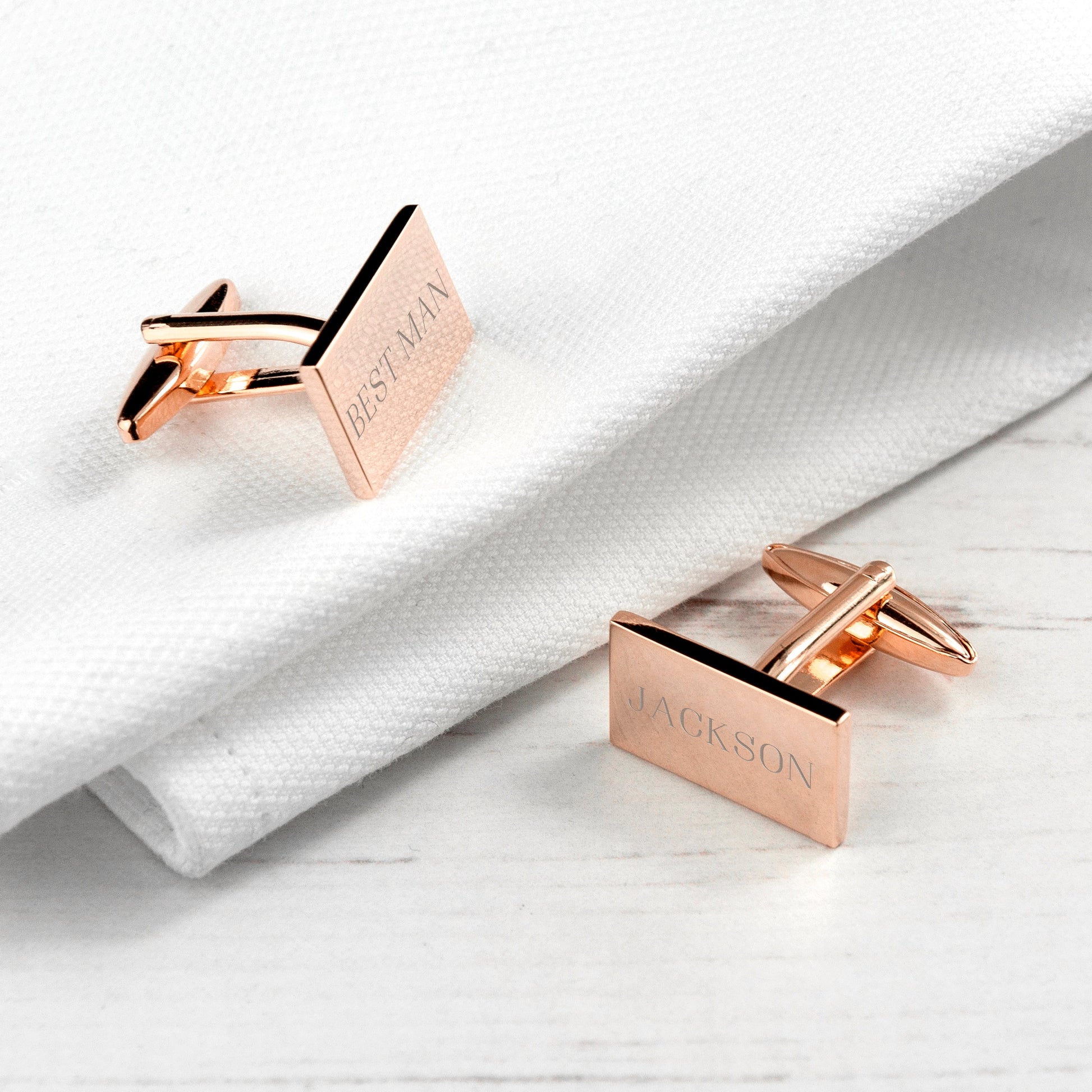 Personalised Rectangle Rose Gold Plated Cufflinks - Lovesakes