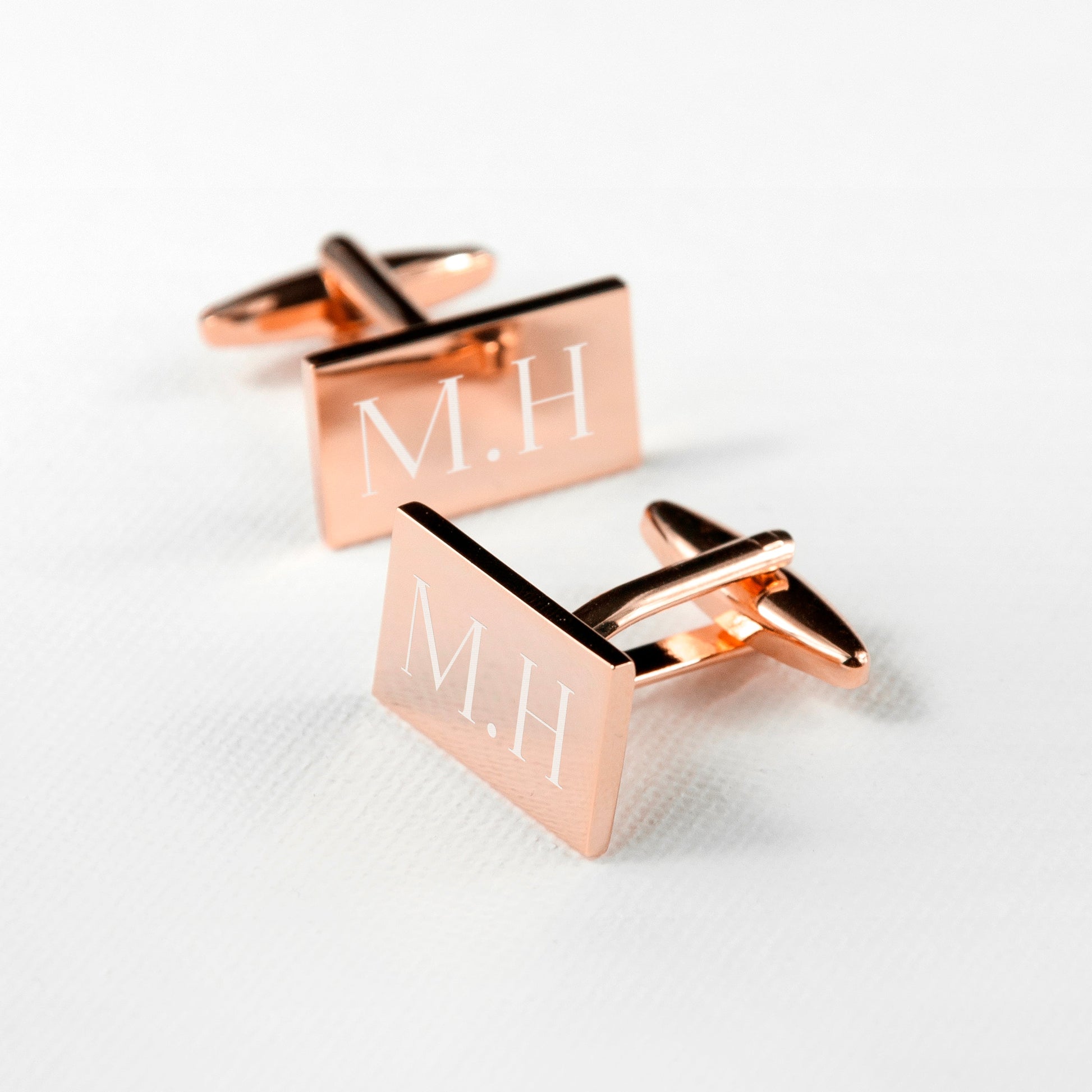 Personalised Rectangle Rose Gold Plated Cufflinks - Lovesakes