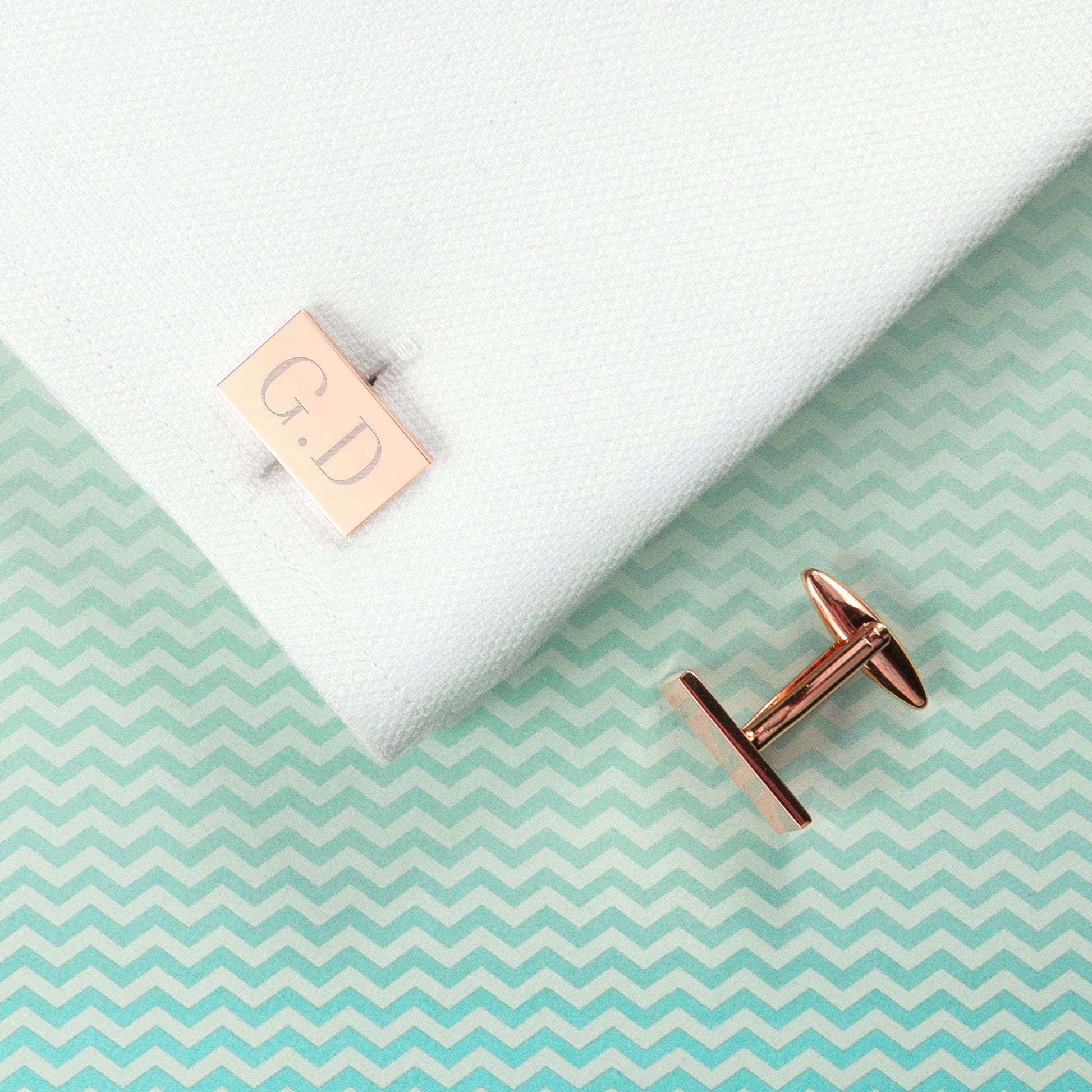 Personalised Rectangle Rose Gold Plated Cufflinks - Lovesakes