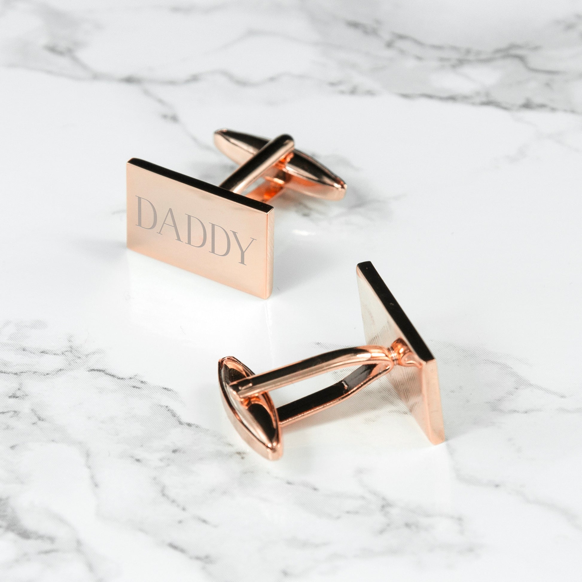 Personalised Rectangle Rose Gold Plated Cufflinks - Lovesakes