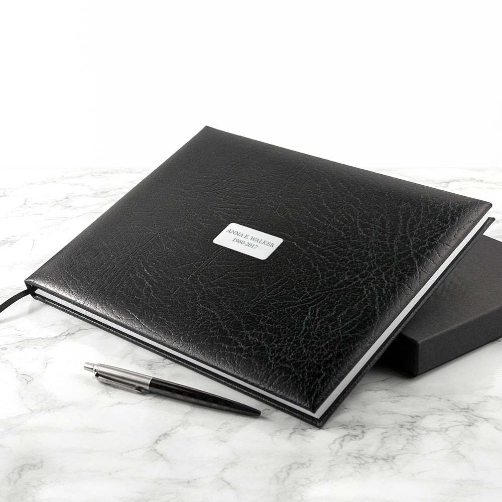 Personalized Black Leather Memoriam Book - Lovesakes