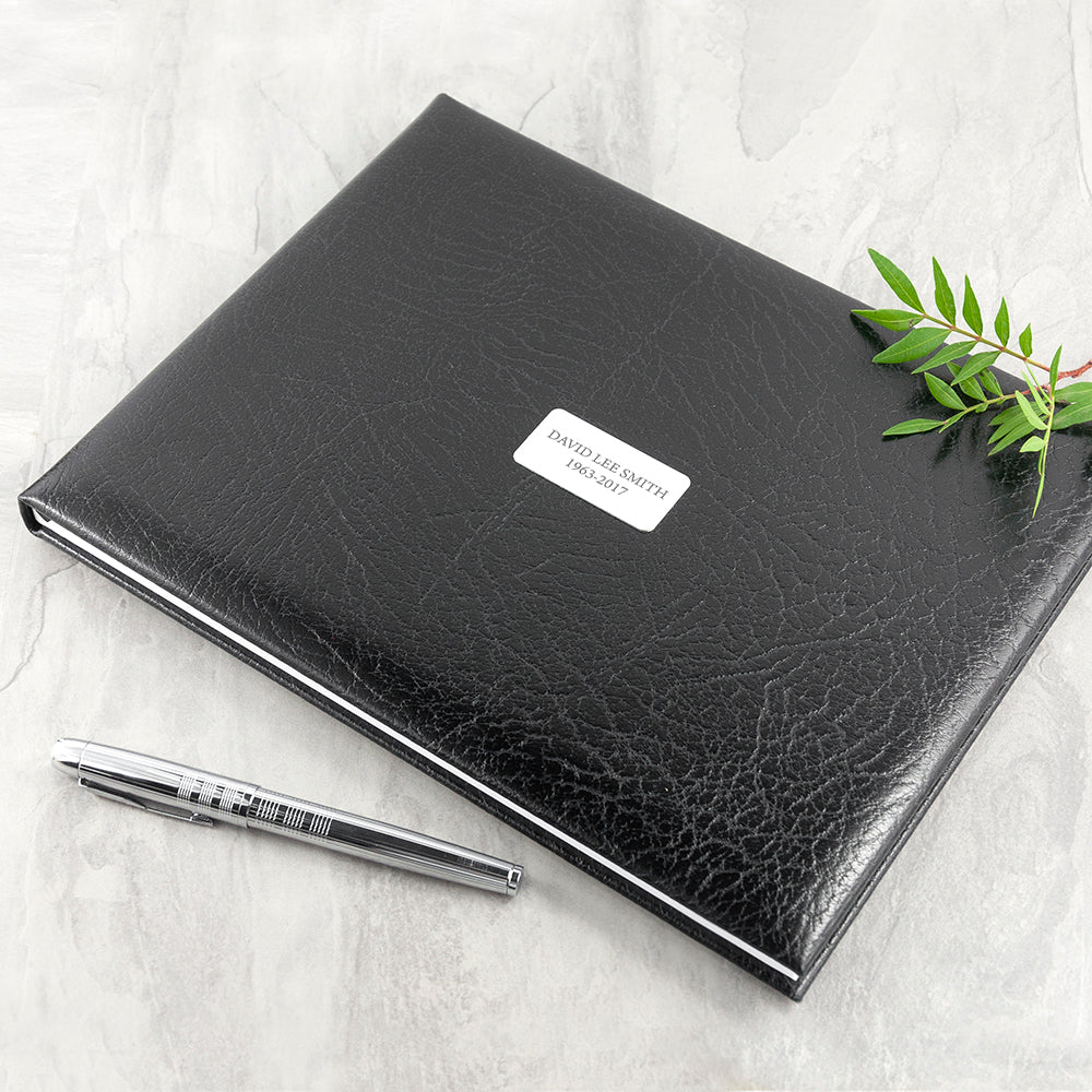 Personalized Black Leather Memoriam Book - Lovesakes