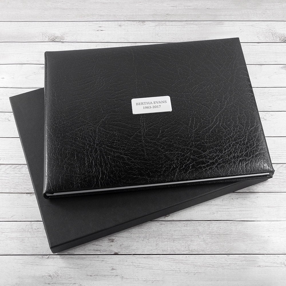 Personalized Black Leather Memoriam Book - Lovesakes