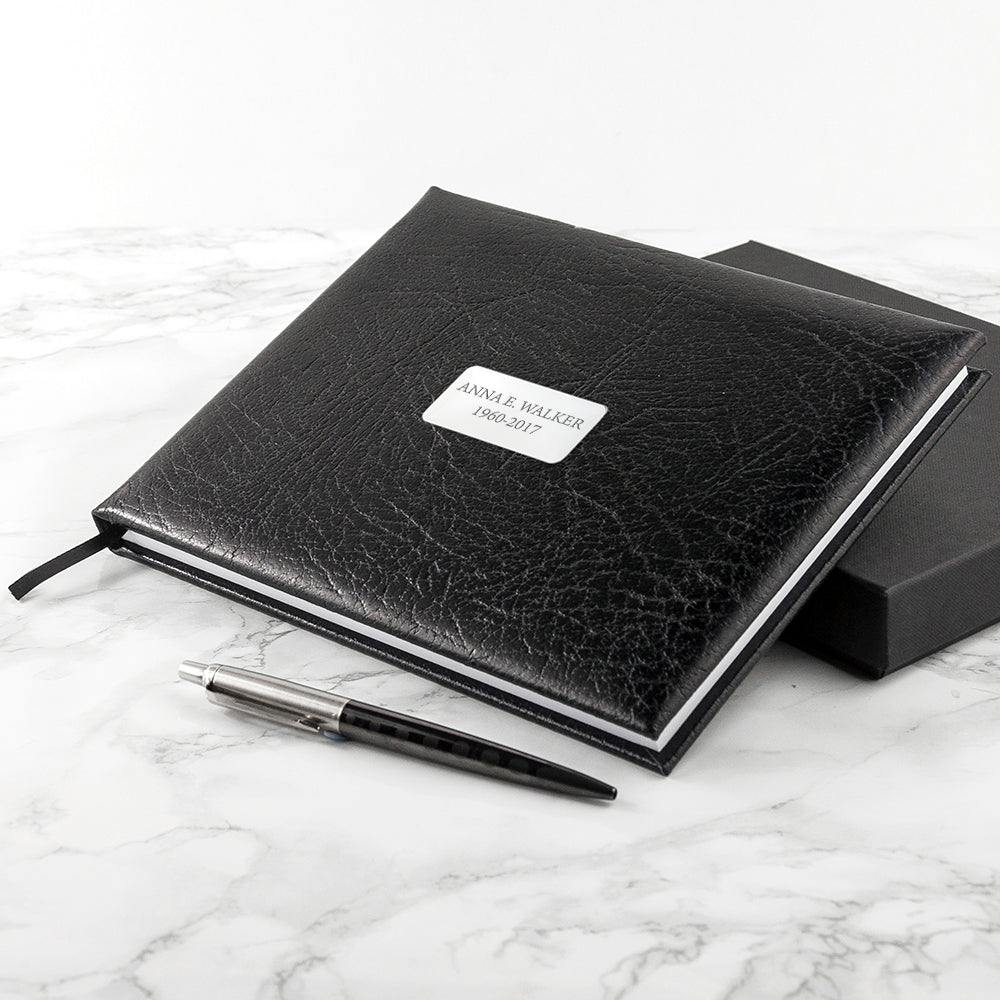 Personalized Black Leather Memoriam Book - Lovesakes