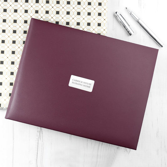 Personalized Leather Visitors Book in Burgundy