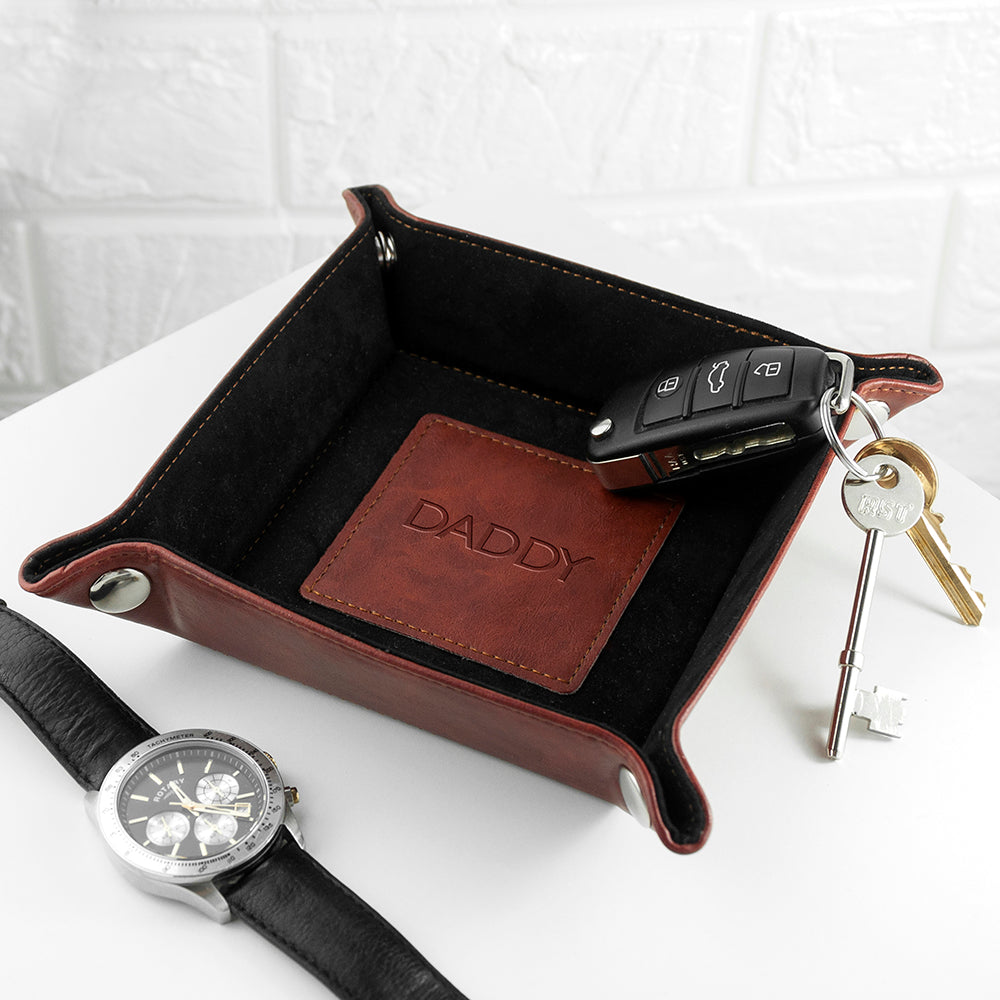 Personalized Dad's Luxury Brown Valet Tray - Lovesakes