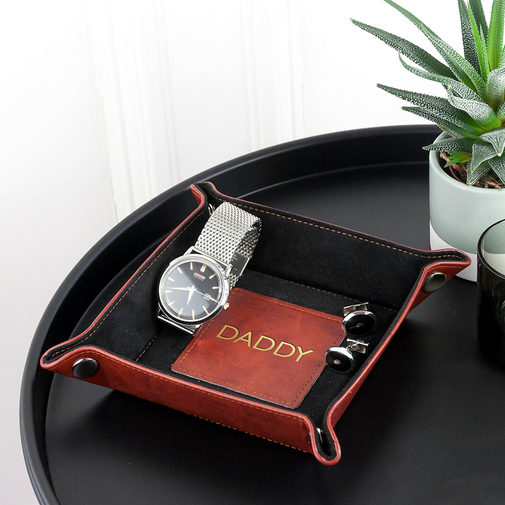 Personalized Dad's Luxury Brown Valet Tray - Lovesakes