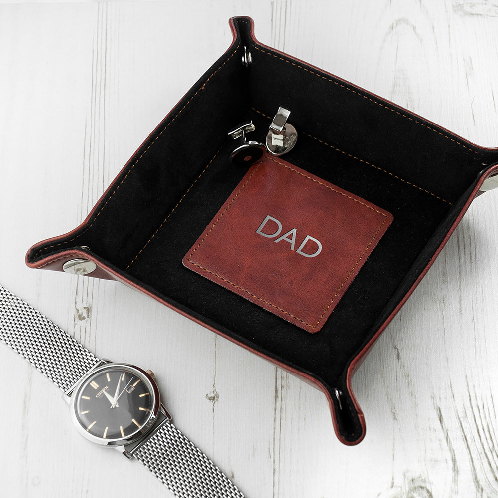 Personalized Dad's Luxury Brown Valet Tray - Lovesakes