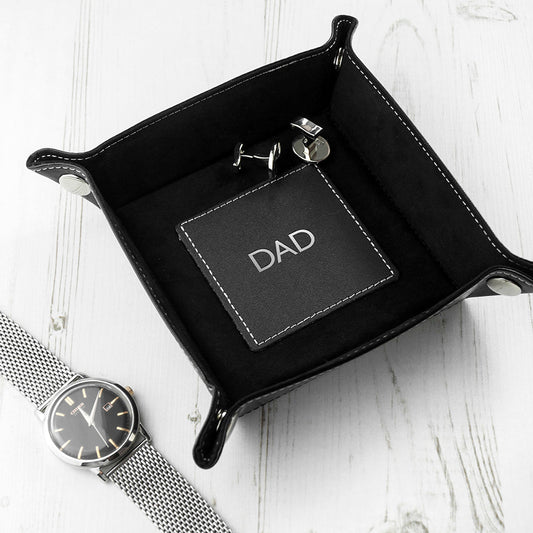 Engraved Dad's Luxury Black Valet Tray